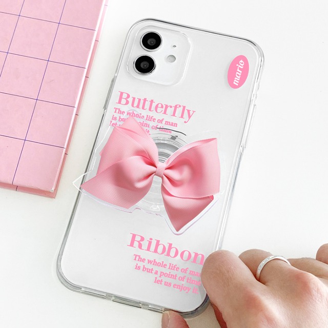 [젤리+투명톡]핑크리본 휴대폰케이스 에어팟케이스